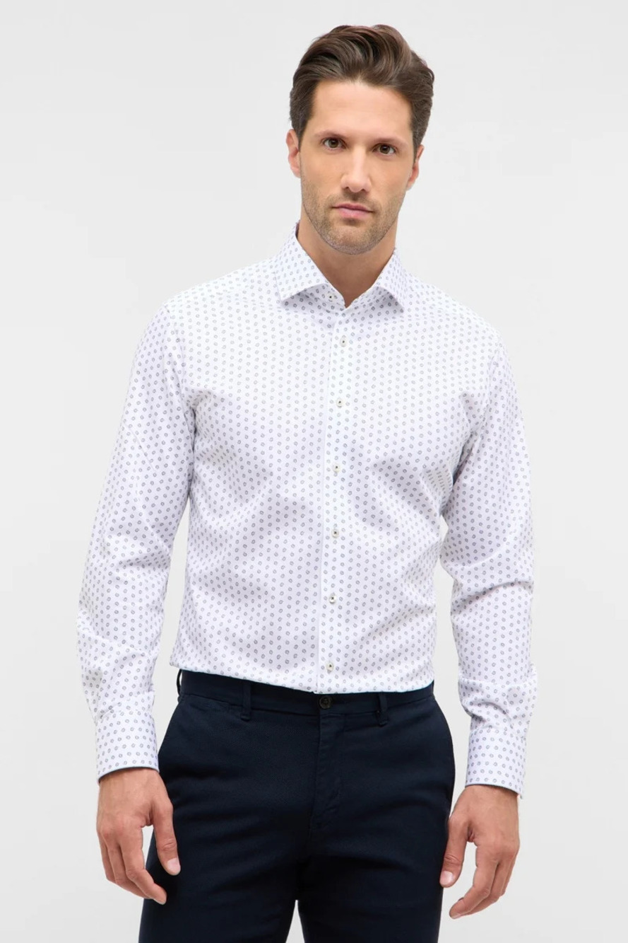 1863 by Eterna White with Micro Paisley Print Modern Fit Shirt/55273